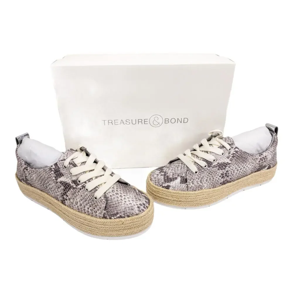 Treasure & Bond Payge Snake Platform Espadrille Sneaker Women's 8 Gray NWB